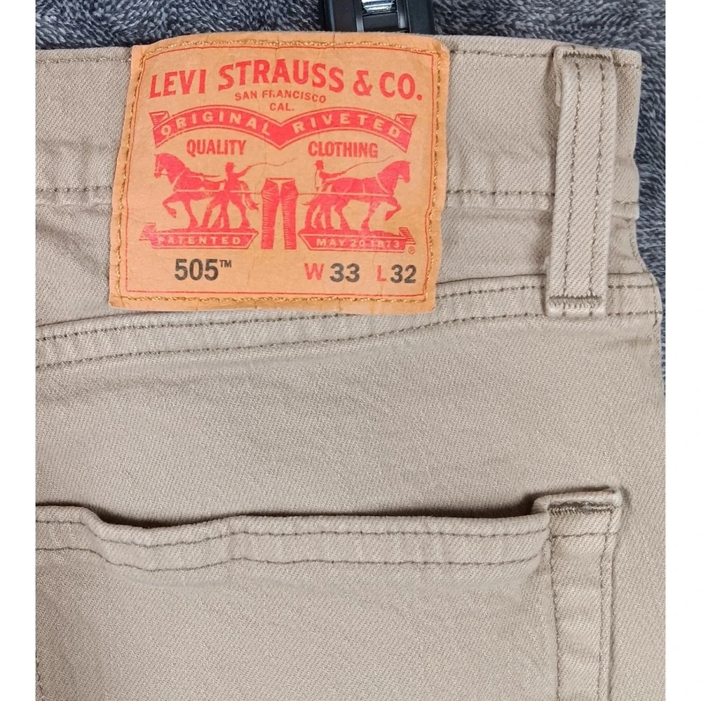 Levi's 505 Regular Fit Men's Jeans W33 L32 Beige Casual‎ Everyday Pants